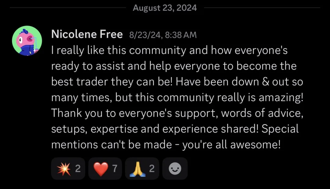 Knights of Gold member review: I really like this community and how everyone's ready to assist and help everyone to become the best trader they can be! Have been down & out so many times, but this community really is amazing! Thank you to everyone's support, words of advice, setups, expertise and experience shared! Special mentions can't be made - you're all awesome!