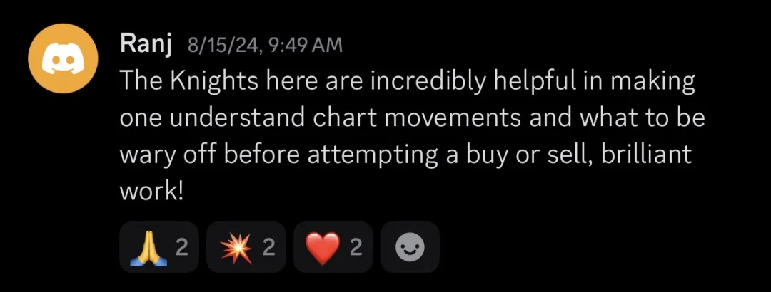 Knights of Gold member review: The Knights here are incredibly helpful in making one understand chart movements and what to be wary of before attempting a buy or sell, brilliant work!